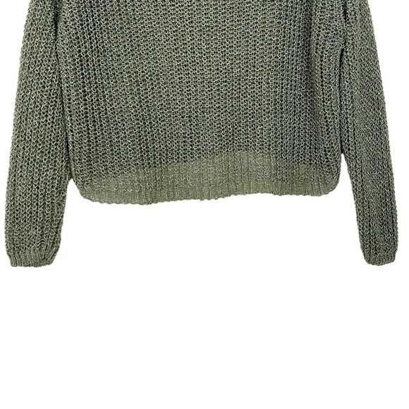 Zara Cropped Open Knit Metallic Fiber Scoop Neck Pullover Sweater - Picture 3 of 8